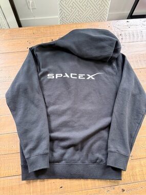 unisex SpaceX black zip up hoodie size small, $65+ on website